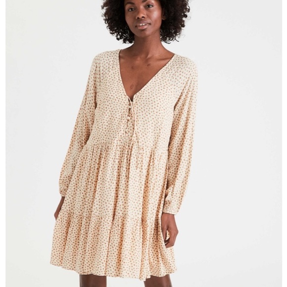 American Eagle Outfitters | Dresses | American Eagle Floral Ditzy Print Long  Sleeve Babydoll Mini Dress Size Small | Poshmark